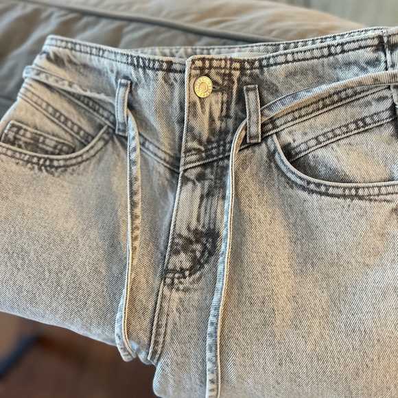 Mango Light Grey Bow Cotton Jeans/Culottes - Size 34 - Picture 9 of 13